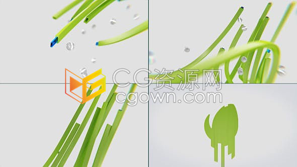 AE模板-大气三维切割变形生长线条拼合揭示明亮商务LOGO标志片头