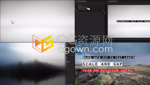 AE模板-文本翻转自动生成器20组预设文本场景方框演示标题文本效果
