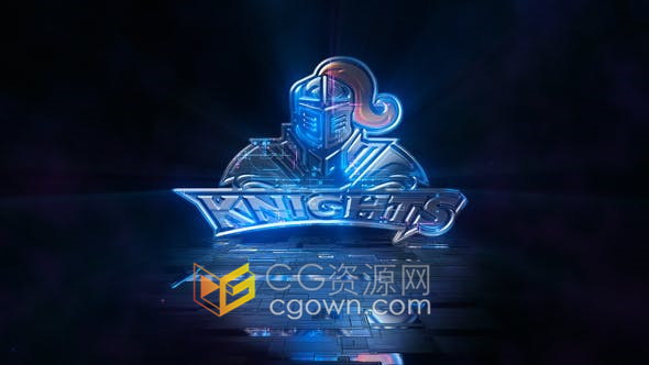 霓虹灯网格发光霓虹灯扫光故障动画高科技数码游戏标志视频片头-AE模板