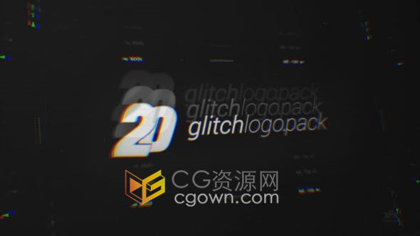Glitch Logo 20种不同故障动画样式标志动画视频片头-AE模板