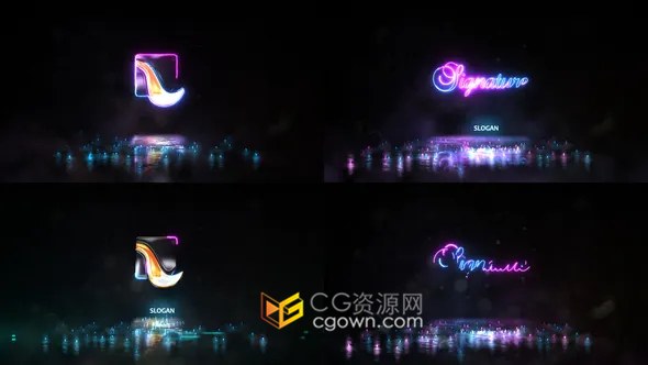 霓虹灯能量线条发光粒子飞溅LOGO标志片头视频动画-AE模板