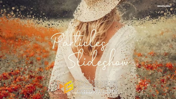 Particles Slideshow AE模板粒子像素化汇聚成照片动画视频相册