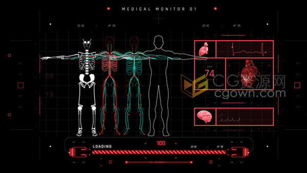 城市发展医疗设备医学科技HUD信息动画视频AE模板