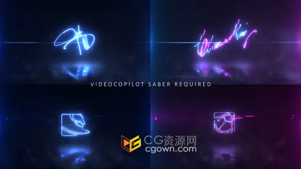 霓虹灯效果标志视频片头Neon Logo动画制作-AE模板
