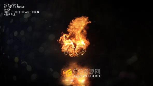 火焰燃烧特效LOGO视频片头金属标志火花制作-AE模板