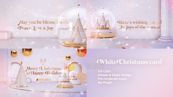 漂亮水晶球动画圣诞节日贺卡片头动画视频效果制作-AE模板