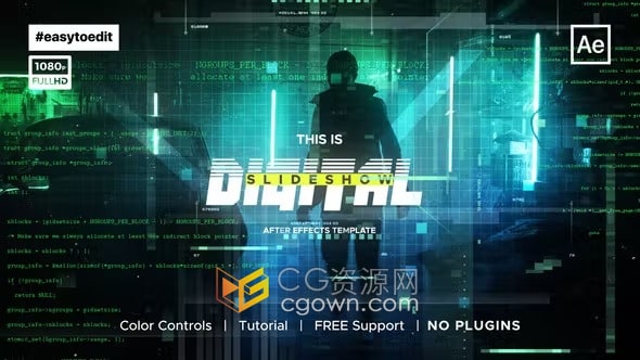 科幻数字幻灯片AE模板科技互联网新型技术宣传片视频动画