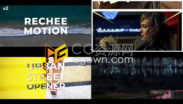 8类时尚宣传包城市夏季漫画不规则转场排版YouTube现代霓虹灯开场白-AE模板