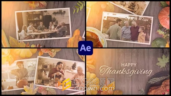 AE模板-温馨美好秋季浪漫电子相册Thanksgiving Day Slideshow Opener