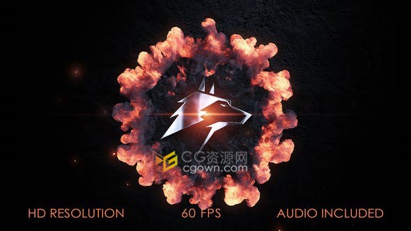 LOGO爆炸燃烧视觉冲击波火焰粒子特效动画视频片头制作-AE模板