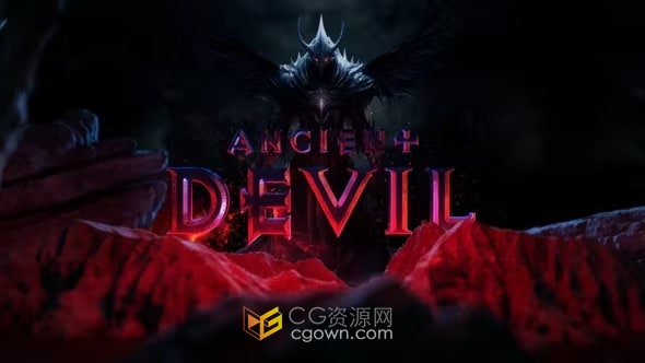 AE模板-火花灰烬黑暗3D幻想场景冒险电影游戏标志片头