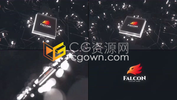 CPU标志展示硬件电子元件和摄像头动画高科技电子设备演示LOGO片头-AE模板