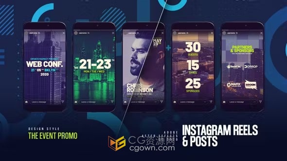 主题演讲商务峰会在线科技活动预告片垂直短视频-AE模板