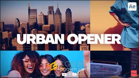 Urban Opener AE模板拼贴照片动画时尚运动社交媒体vlog视频