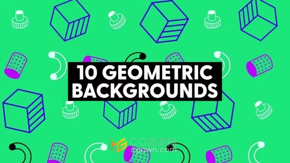 4K几何图形动画背景10个动态彩色图案海报壁纸-AE模板