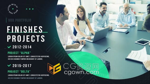 AE模板-高端黑色背景圆形动画展示现代公司宣传片商业会议视频