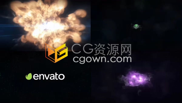 AE模板-流体模拟能量爆炸静电过充大自然风暴粒子标志LOGO片头
