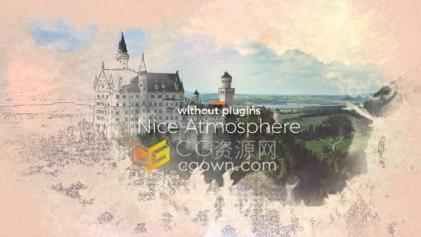 大气优雅水墨动画展示照片效果视频相册宣传幻灯片制作-AE模板