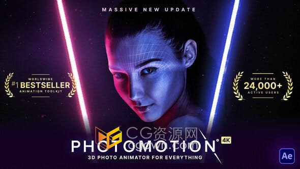 Photomotion 3D Photo Animator V10.4照片制作3D动画效果AE模板