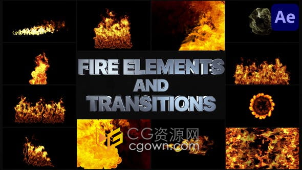 12组VFX燃烧火焰效果与转场动画合成特效视频素材-AE模板