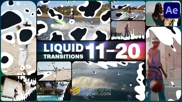 AE模板-10个全屏液体过渡图形转场Liquid Transitions