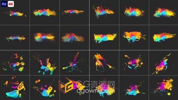 30个动画水彩油漆飞溅效果元素AE模板免费下载