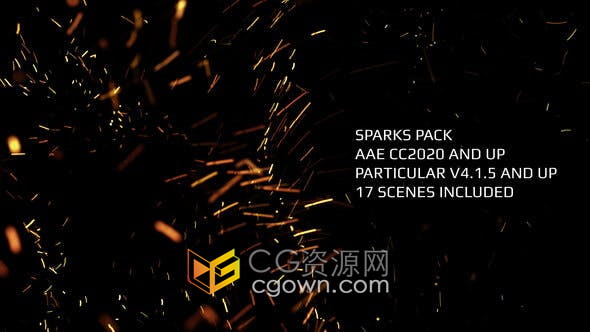 AE模板-Trapcode Particular v4.1.5插件制作17组火花粒子特效预设动画