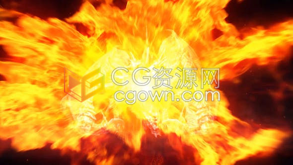 AE模板-黑暗中的暴龙吐息喷发火焰爆炸烟雾粒子LOGO片头