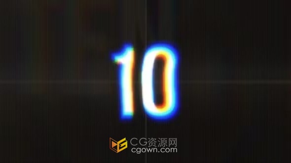 故障倒计时片头数字像素化10秒倒数开场白-AE模板