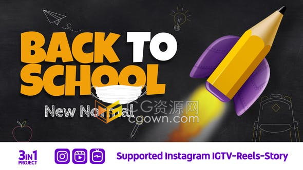 欢迎回到学校开始适应新生活教育孩子宣传介绍小视频短片动画-AE模板