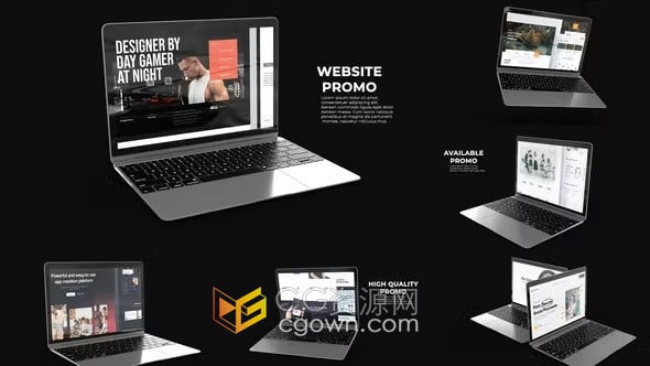 笔记本电脑3D展示网站设计应用程序演示宣传视频AE模板