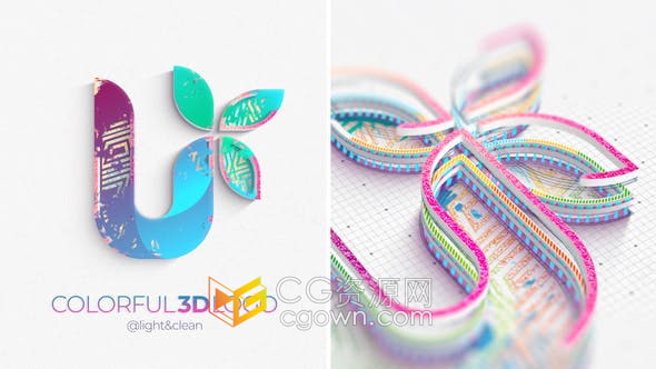 AE模板-3D彩色绘图标志公司企业LOGO动画