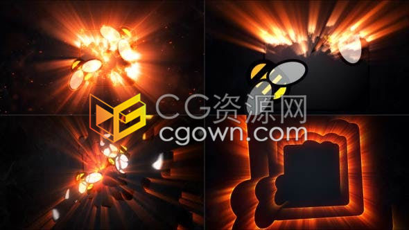 AE模板-4款不同的快速简单多彩光线粒子变化电影开场标志动画4K分辨率