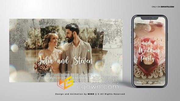 AE模板-唯美浪漫婚礼请柬婚礼邀请函手机移动端垂直版小视频