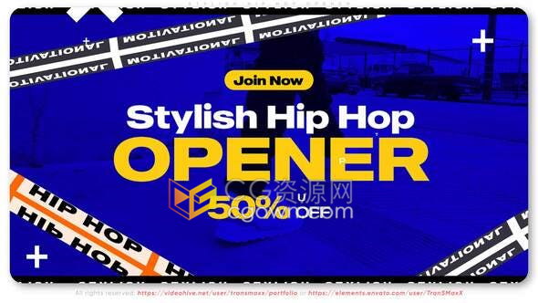 摇滚毛刺效果动态时尚风格嘻哈介绍舞者时髦旅行vlog视频-AE模板