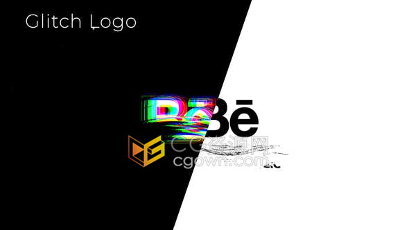 4k Wave Glitch Logo故障动画社交媒体抖音小视频片头制作-AE模板