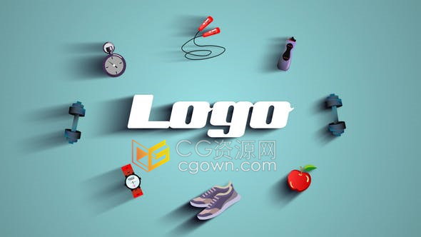 健身房体育运动锻炼健美品牌LOGO标志宣传视频片头-AE模板