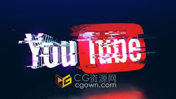 AE模板-3D像差故障rgb拆分拉伸扭曲特效揭示品牌LOGO动画
