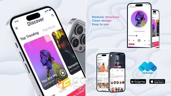 手机APP应用程序演示商店促销介绍视频动画AE模板