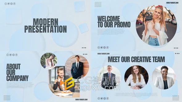 AE模板-干净清晰现代简单文本动画平滑过渡效果公司演示商业幻灯片