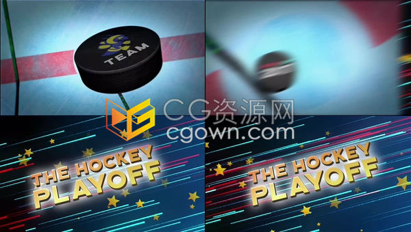 体育运动赛事介绍宣传AE模板曲棍球季后赛标志揭幕战