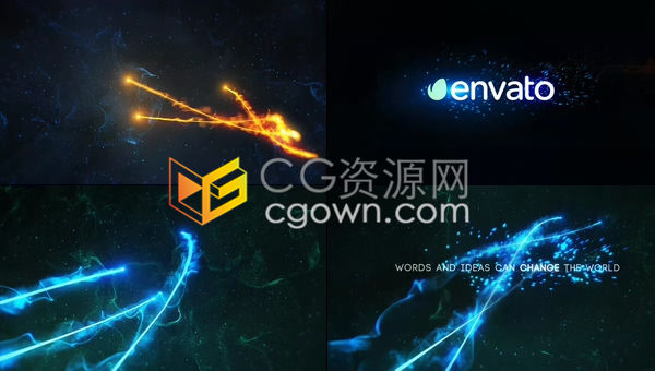AE模板-优雅绚丽发光粒子光束线快速延伸慢动作演绎宇宙空间标题开场动画