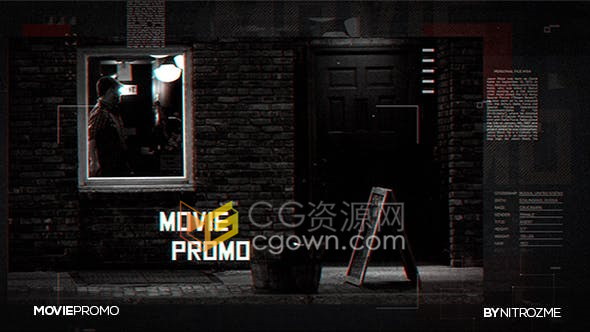 AE模板-侦探恐怖惊悚片电影宣传片故障图文动画视频