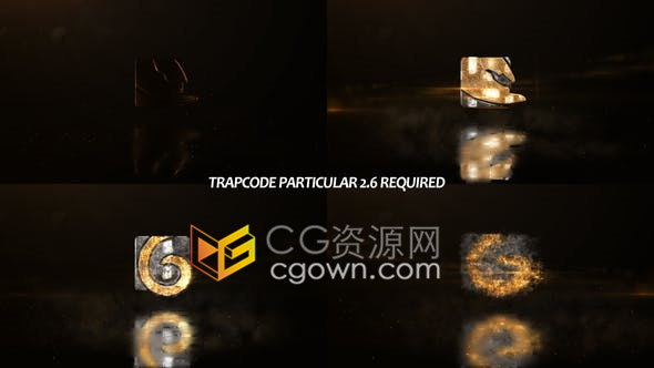 金属LOGO散发金色粒子闪耀光泽宣传视频片头动画-AE模板