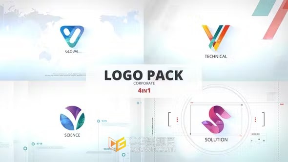 AE模板-干净明亮公司标志现代简约片头片尾动画