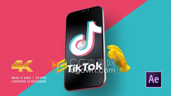 TikTok字节跳动短视频抖音社交平台介绍宣传动画效果-AE模板