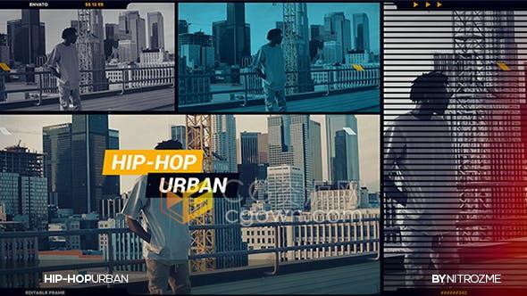 AE模板-Hip-Hop Urban音乐舞蹈宣传片故障画面动画视频
