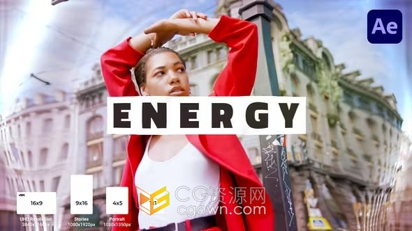 适合多种分辨率创建快节奏的活力视频宣传片-AE模板