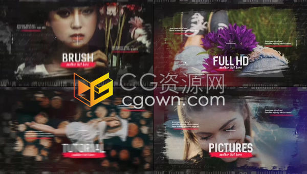 AE模板-复古笔刷效果制作漂亮的媒体开场白完美的优现代宣传相册