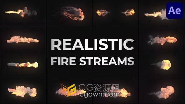 逼真的发光和火焰效果枪口火花火球叠加元素-AE模板
